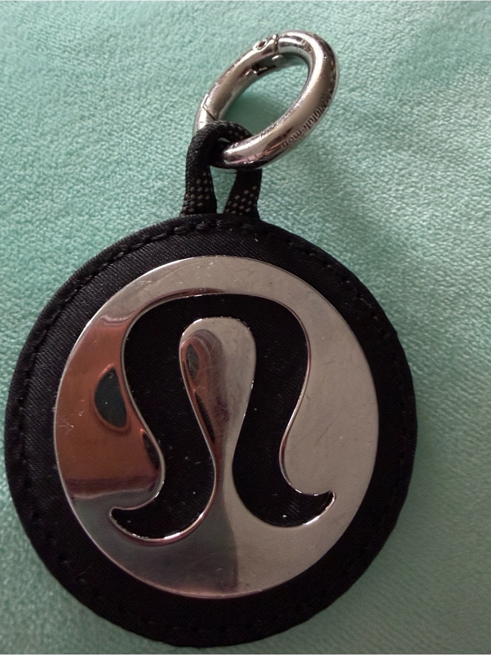 lululemon athletica Black and Silver Logo Keyring